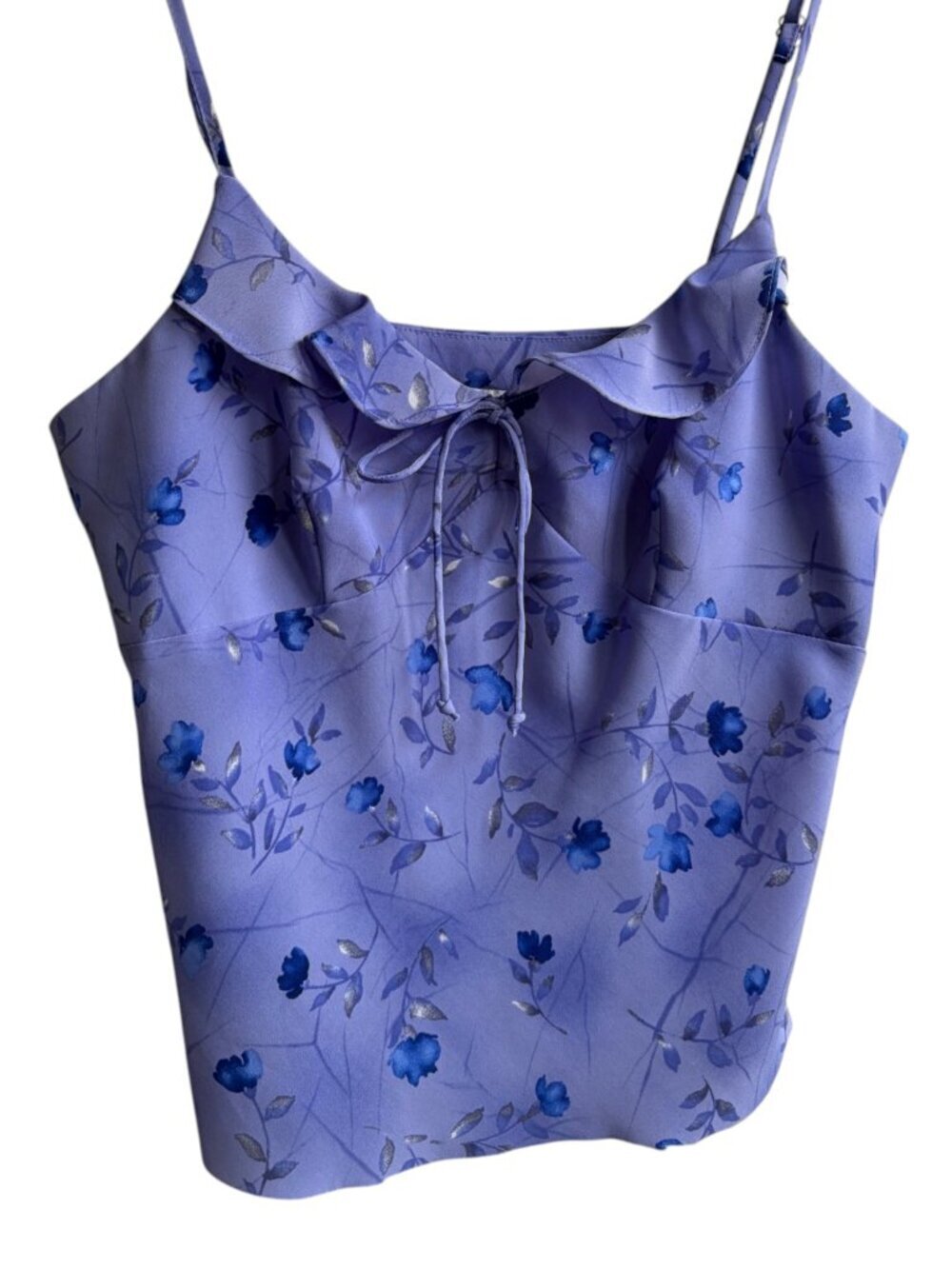 Y2K Fairycore Purple Floral Tie Front Cami Tank Small